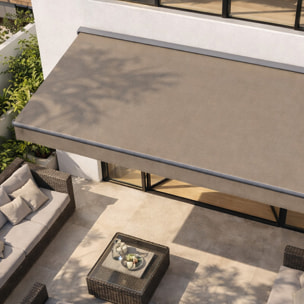 TULLY Store banne manuel 3,95 x 3 m en aluminium avec toile taupe