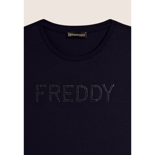T-shirt manica corta con logo FREDDY in strass
