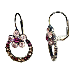 Pendiente Flor y aro en cristal Sw amatista