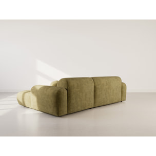 Louise - Canapé d'angle droit 4 places en velours texturé - Vert Kaki