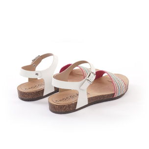 SANDALO BIO FLAT FASCIA CORDA BIANCO