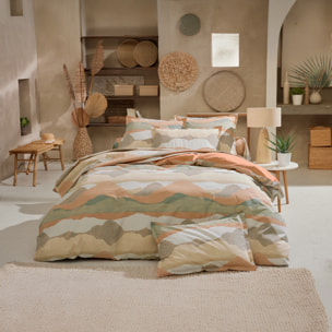 Housse de couette percale de coton paysage abstrait - Beige