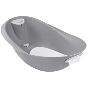 Bañera ergonómica con asas suaves stars, tapón y asiento anatómico, de 0 a 6 meses, natalia, gris