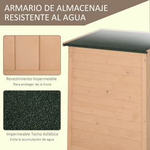 Caseta de Jardín de Madera para Herramientas con Estantes y Techo Asfáltico