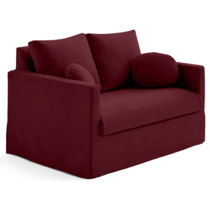 Serena - canapé droit déhoussable 2 places en tissu - Prune