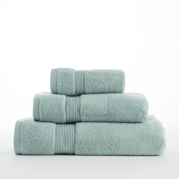 Set de 3 serviettes en coton organique 600 gr/m2 couleur Aigue-marine