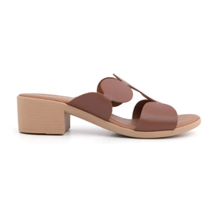 Sabot geometric-cut con tacco in vera pelle - BRUCIATO