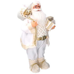 Babbo natale in tessuto bianco e oro cmh60