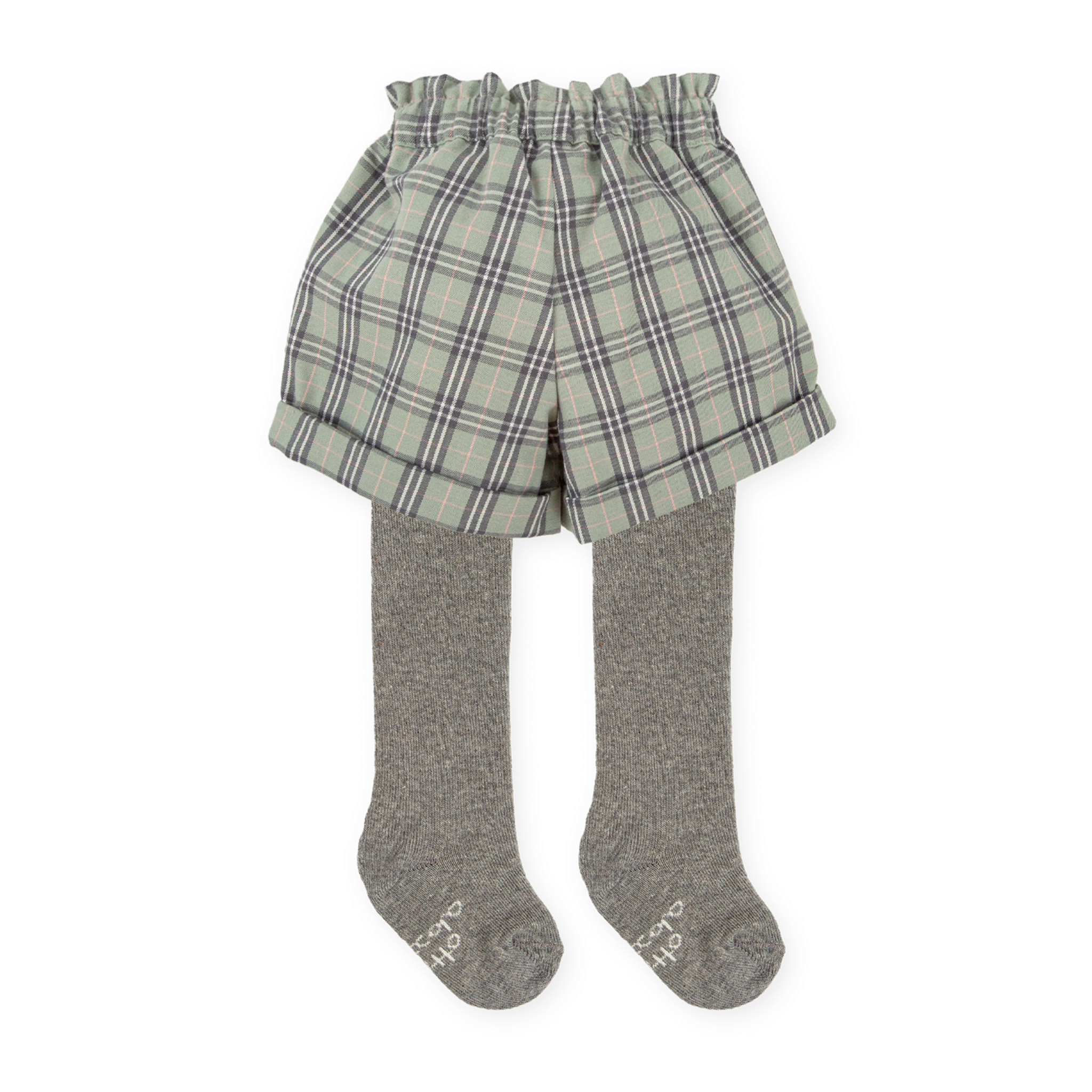 SHORT CUADROS CON LEOTARDOS GRIS - Gris