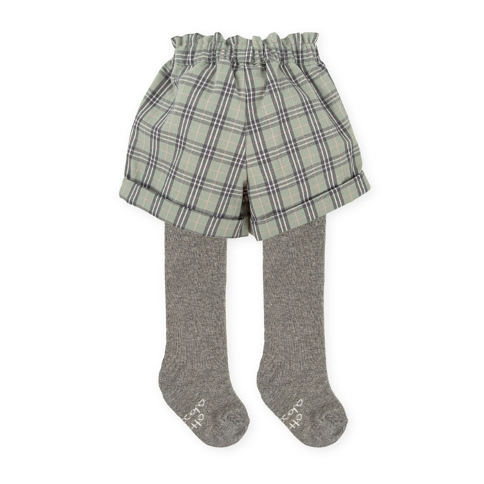 SHORT CUADROS CON LEOTARDOS GRIS - Gris