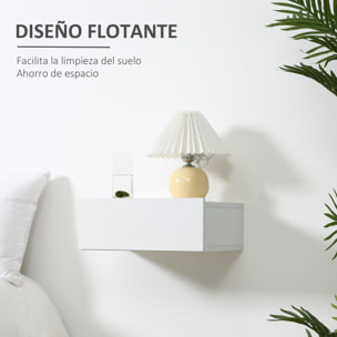 HOMCOM Set de 2 Mesitas de Noche Flotantes con 1 Cajón Diseño Montado en la Pared Estilo Moderno para Dormitorio 40x30x15 cm Blanco