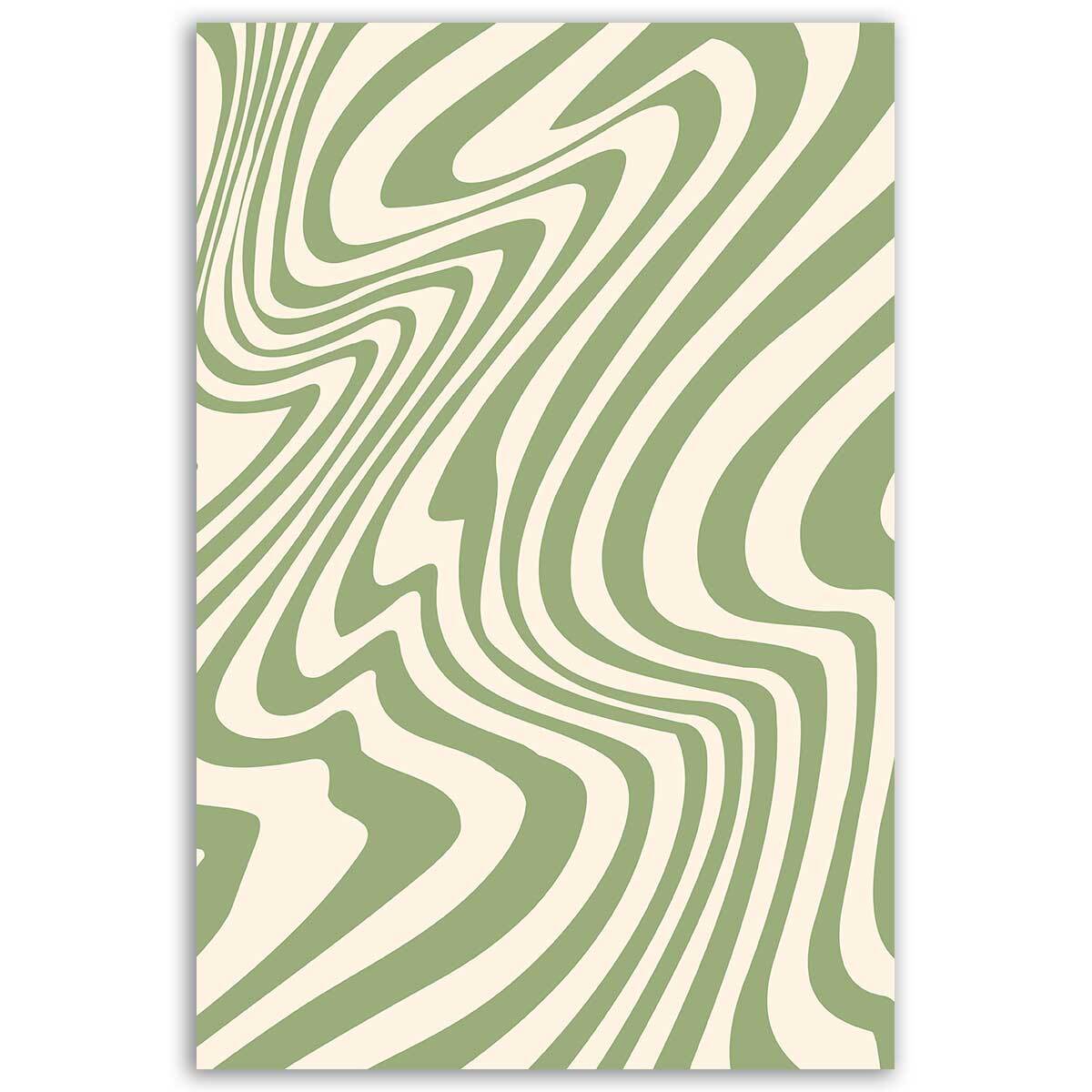 Tableau ondulations vert sauge Toile imprimée