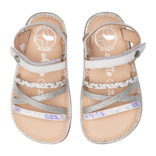 SANDALIA BAREFOOT BLANCO - TIRAS BRILLANTES Y VELCRO AJUSTABLE