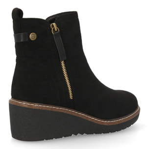 Botín de cuña para mujer, cómodo y diseño elegante. Detalles de costura y doble cremallera