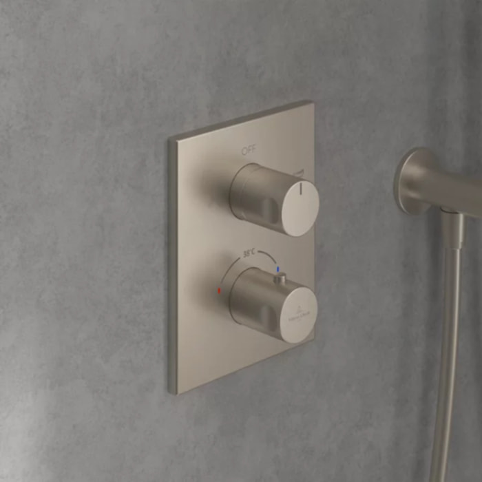 Façade thermostatique 2 voies Universal rectangle Brushed Nickel Matt + corps encastré