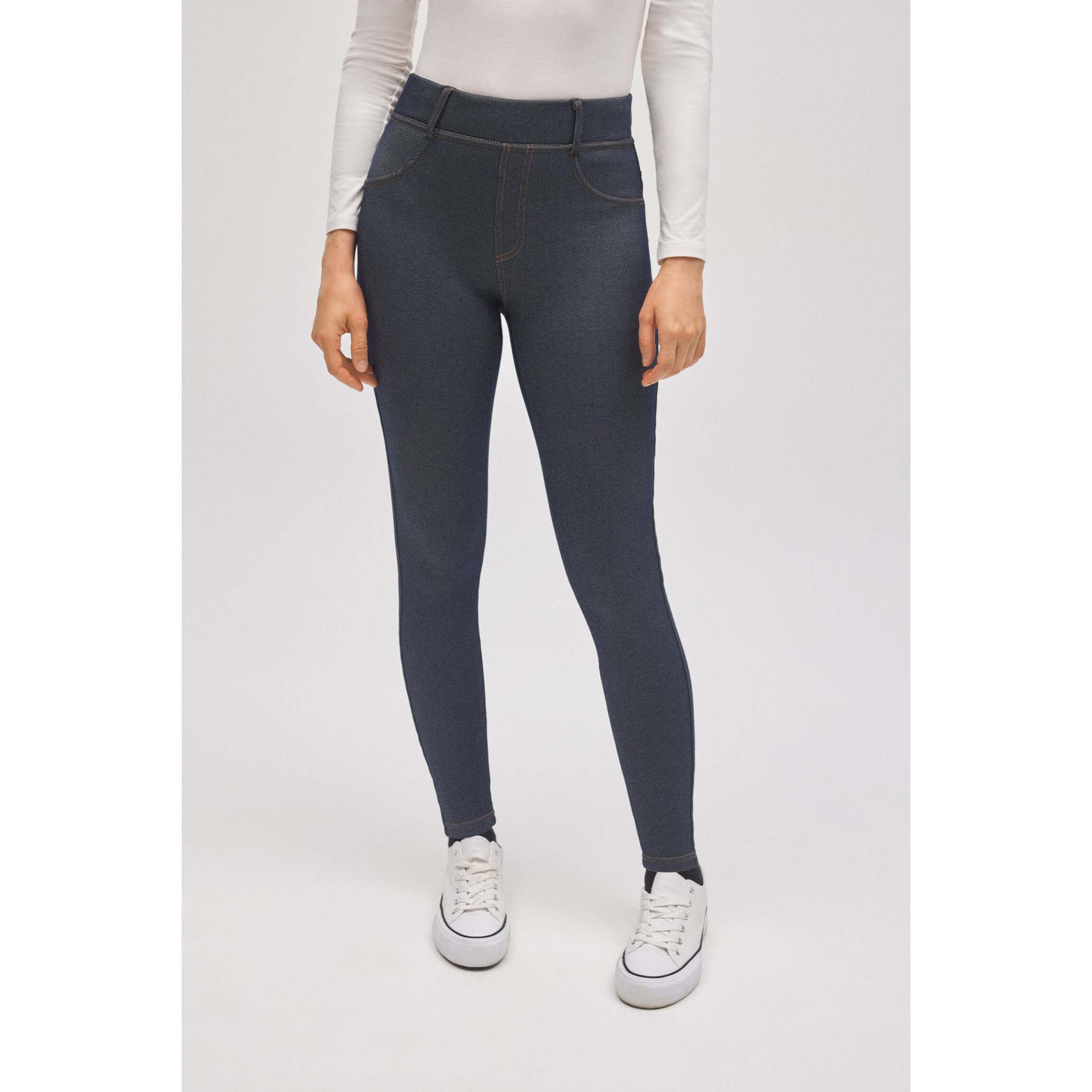 Leggings termici in denim attillato blu navy