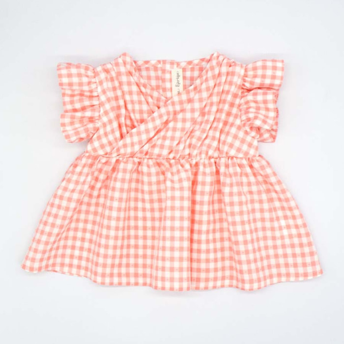 BLUSA DRAPEADA VICHY PLUMETI ROSA