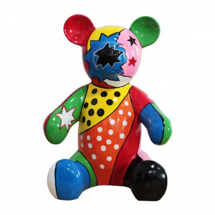 Statuette ourson multicolore en résine H45cm - WINNIE