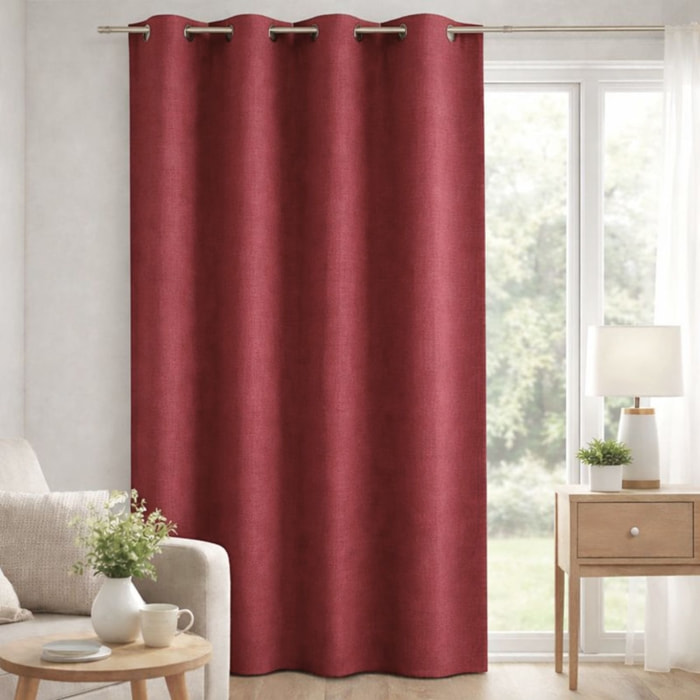 Rideau 100 % occultant uni doublé - Bordeaux