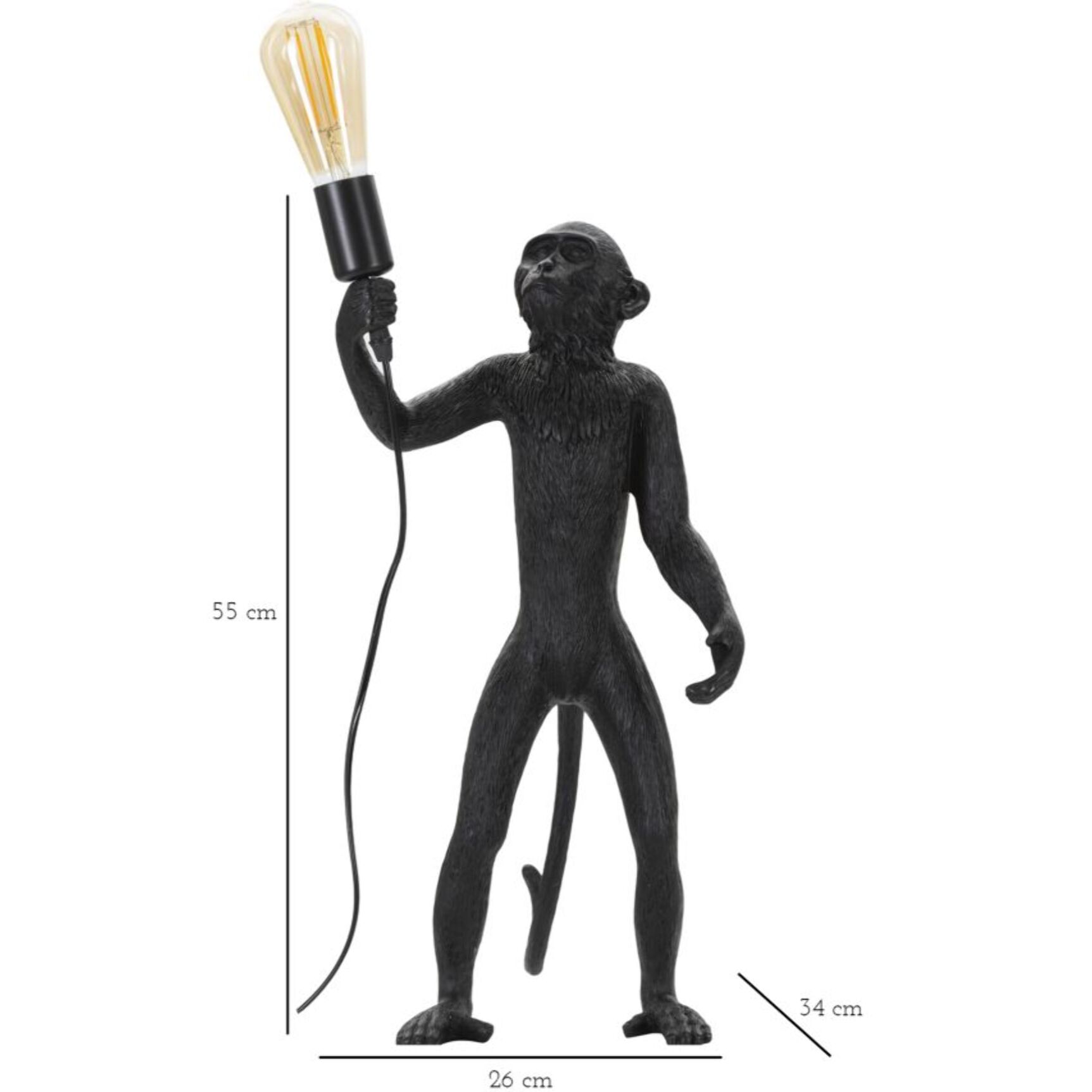 LAMPADA DA TAVOLO MONKEY NERO CM Ø 26X34X55