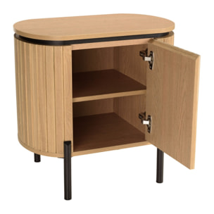 CHARLIE - Table de chevet bois 1 porte style rétro pin marron