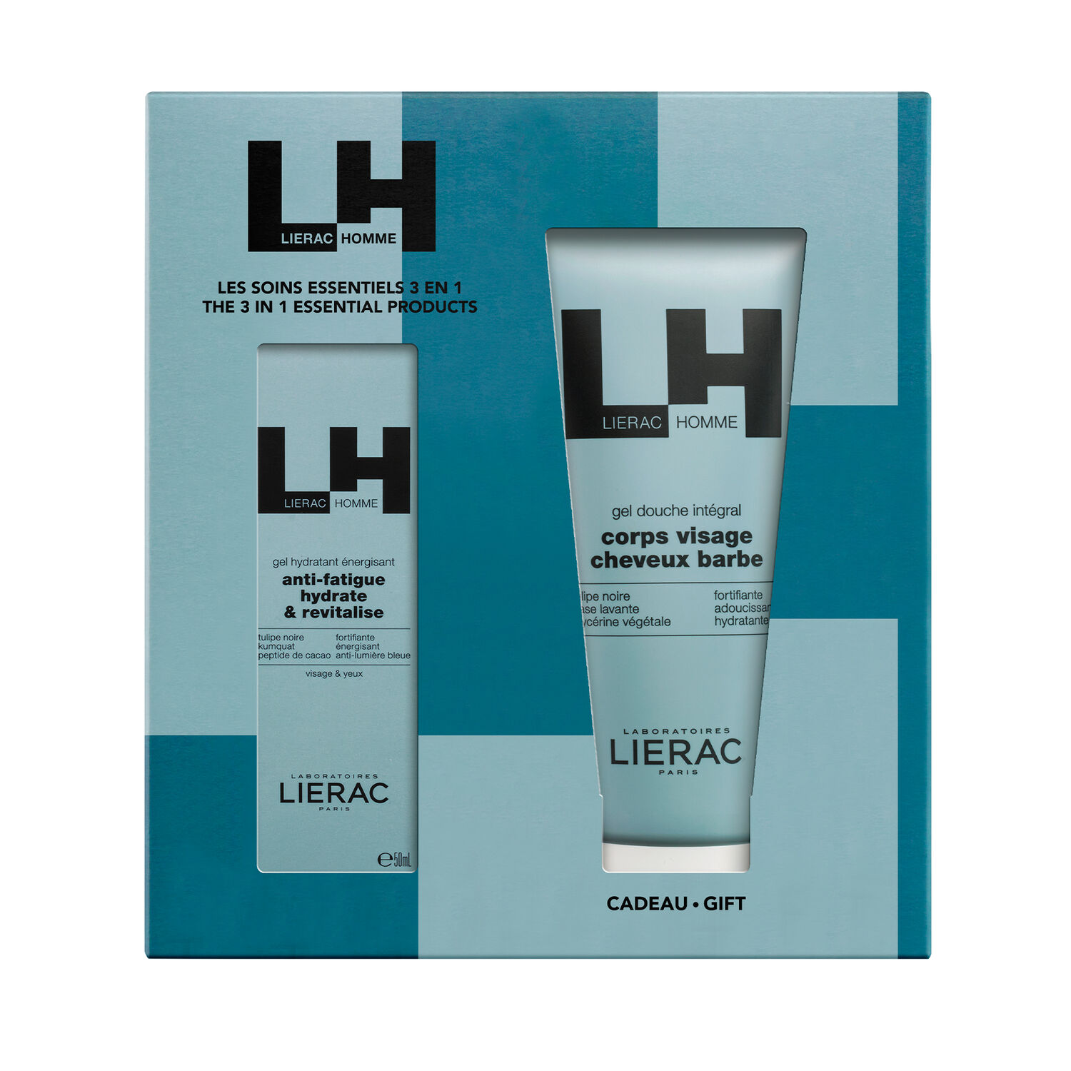Lierac Homme - Coffret Gel Hydratant Énergisant 50ml + Gel Douche 200ml