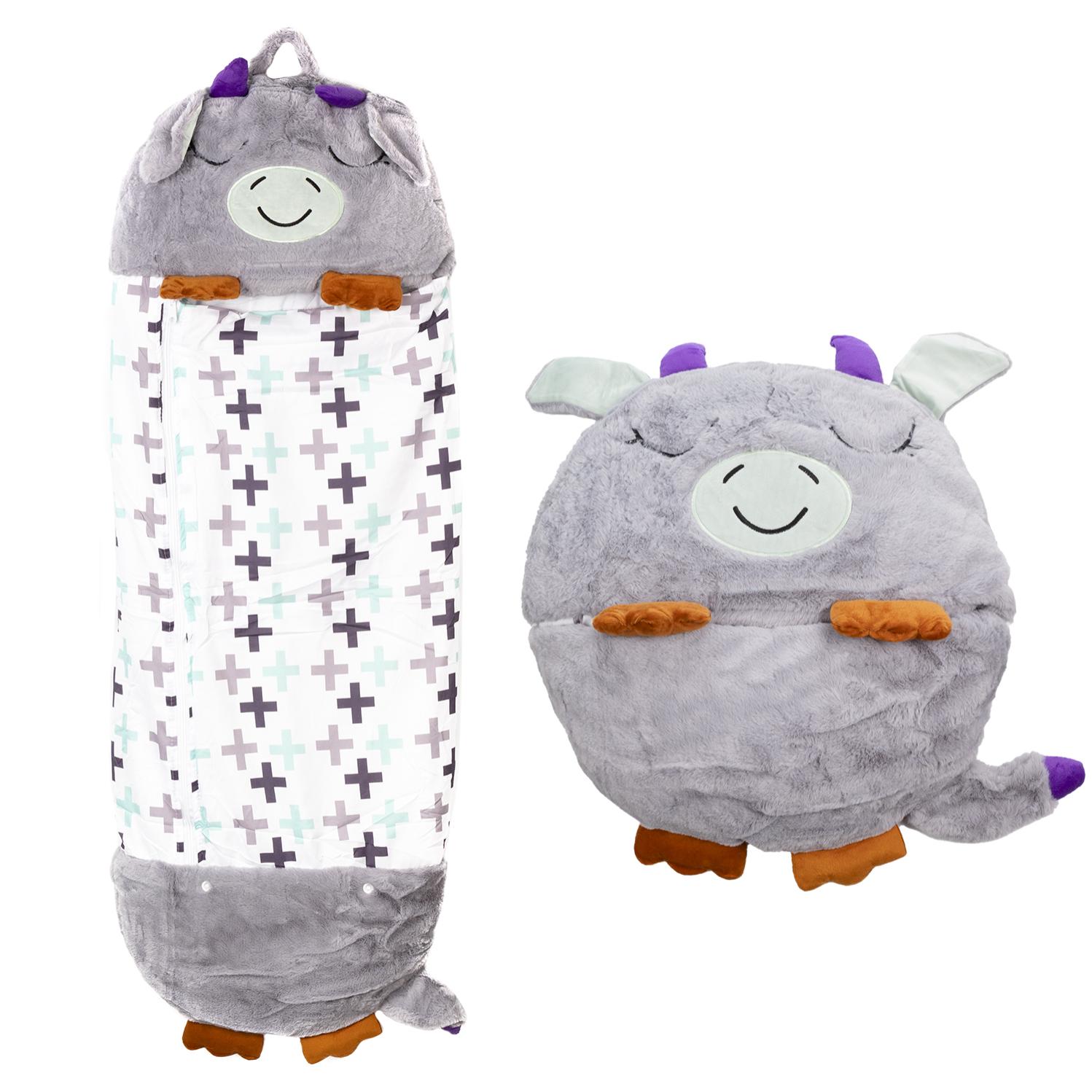 DAM Saco de dormir convertible en almohada, para niños, Vaquita. Tacto peluche. Pequeño / S: 128x45cm. 135x50x40 Cm. Color: Gris