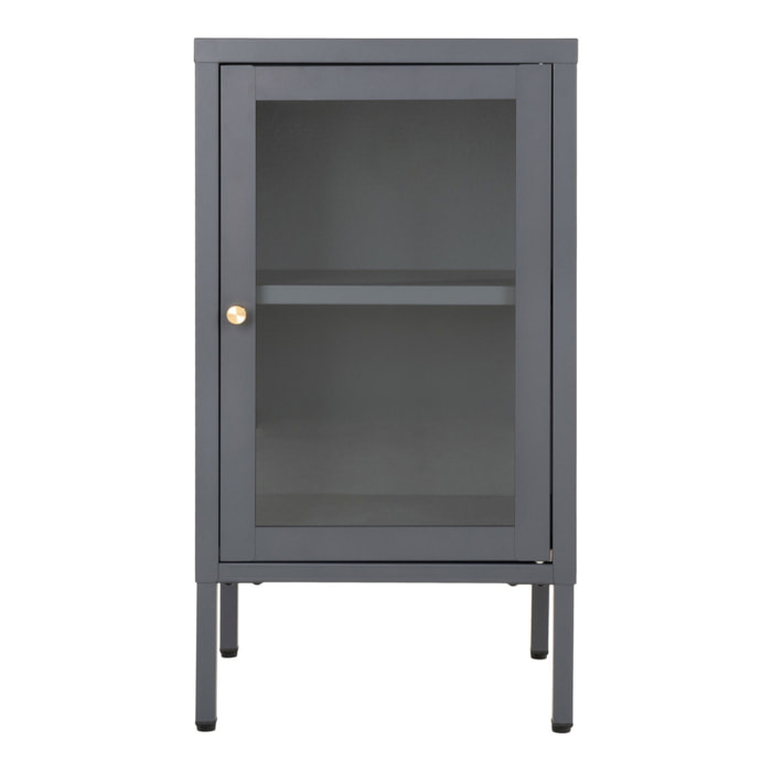 Armadietto Dalby in acciaio e vetro grigio 38x35x70 cm