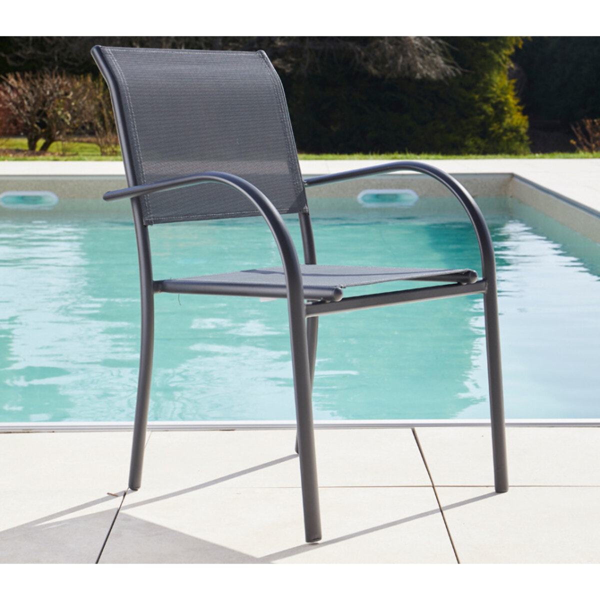 Ensemble table et chaises de jardin  - anthracite et terracotta - HONFLEUR BEZIERS ARDOISE