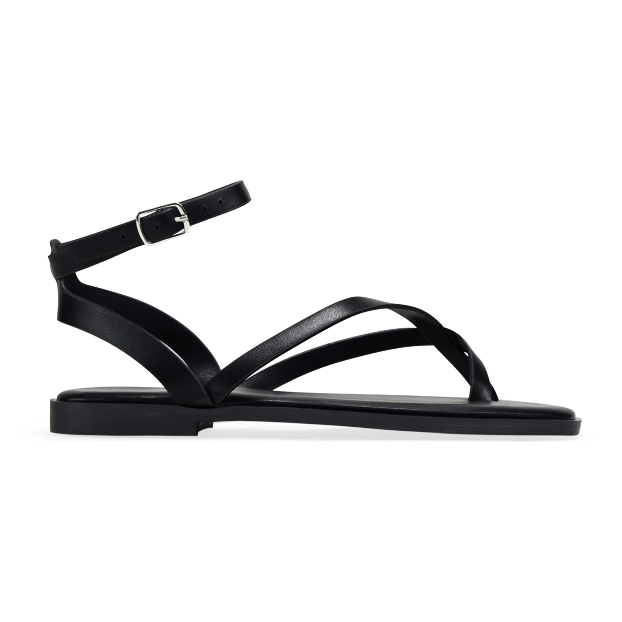 Sandalias de dedo negras con pulsera y hebilla