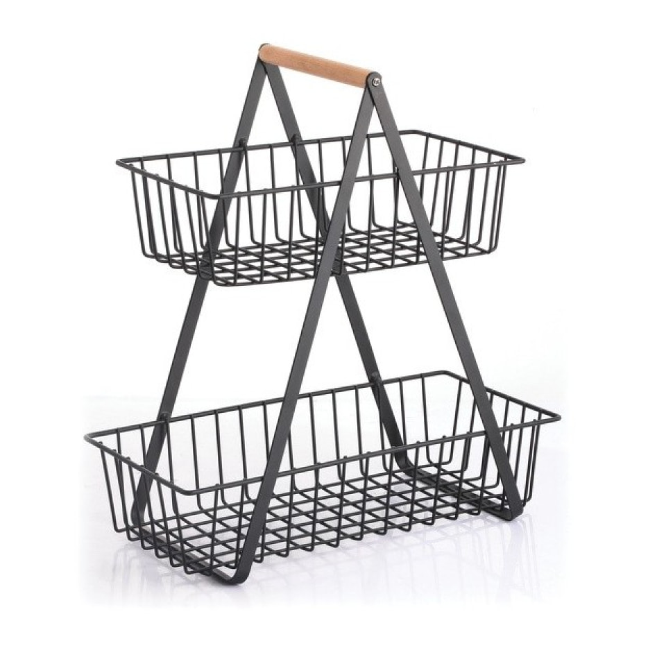 Panier de rangement à  poser Design industriel Bois & Acier ELIE Noir mat MSV