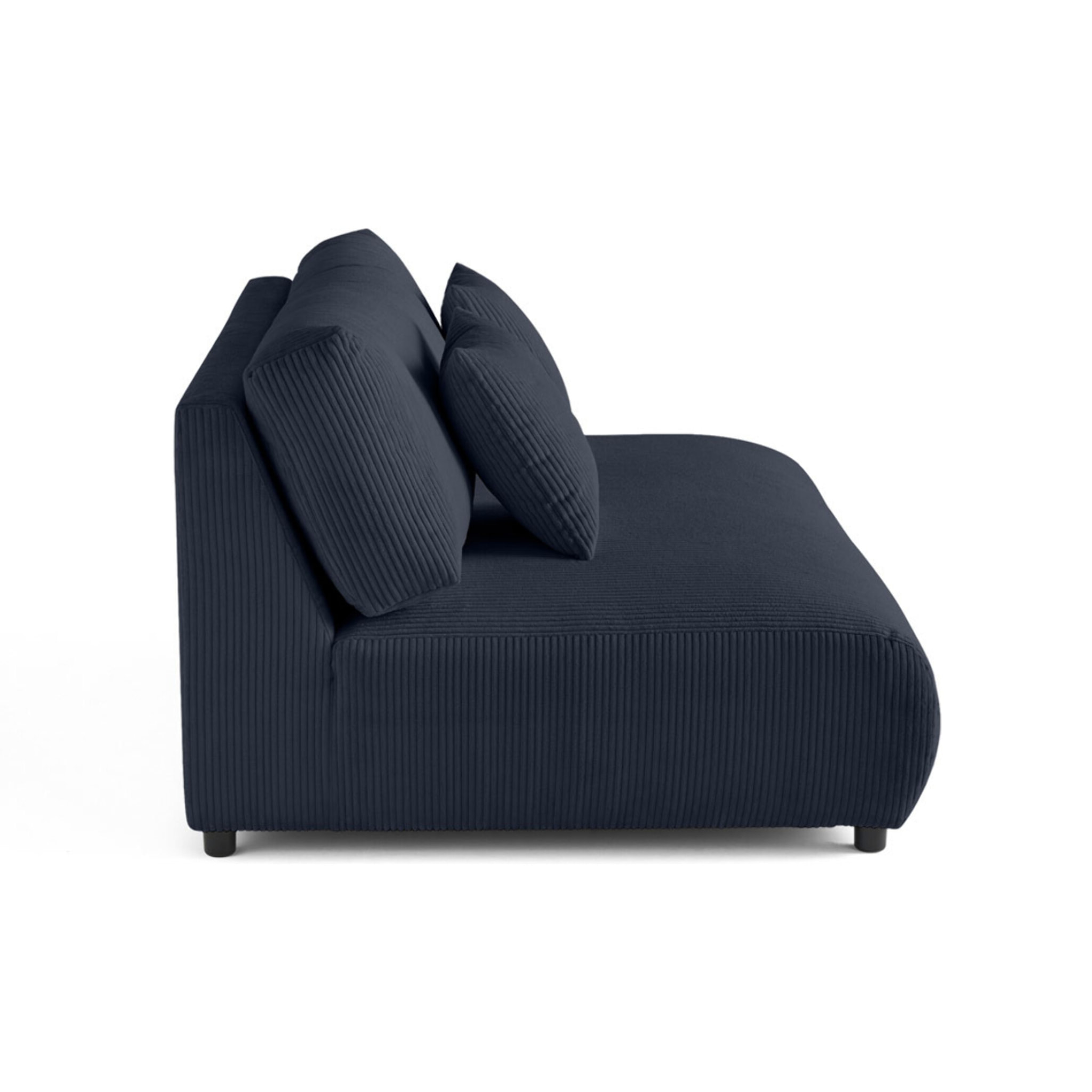 Garance - module d'assise 3 places - en velours côtelé - Bleu nuit