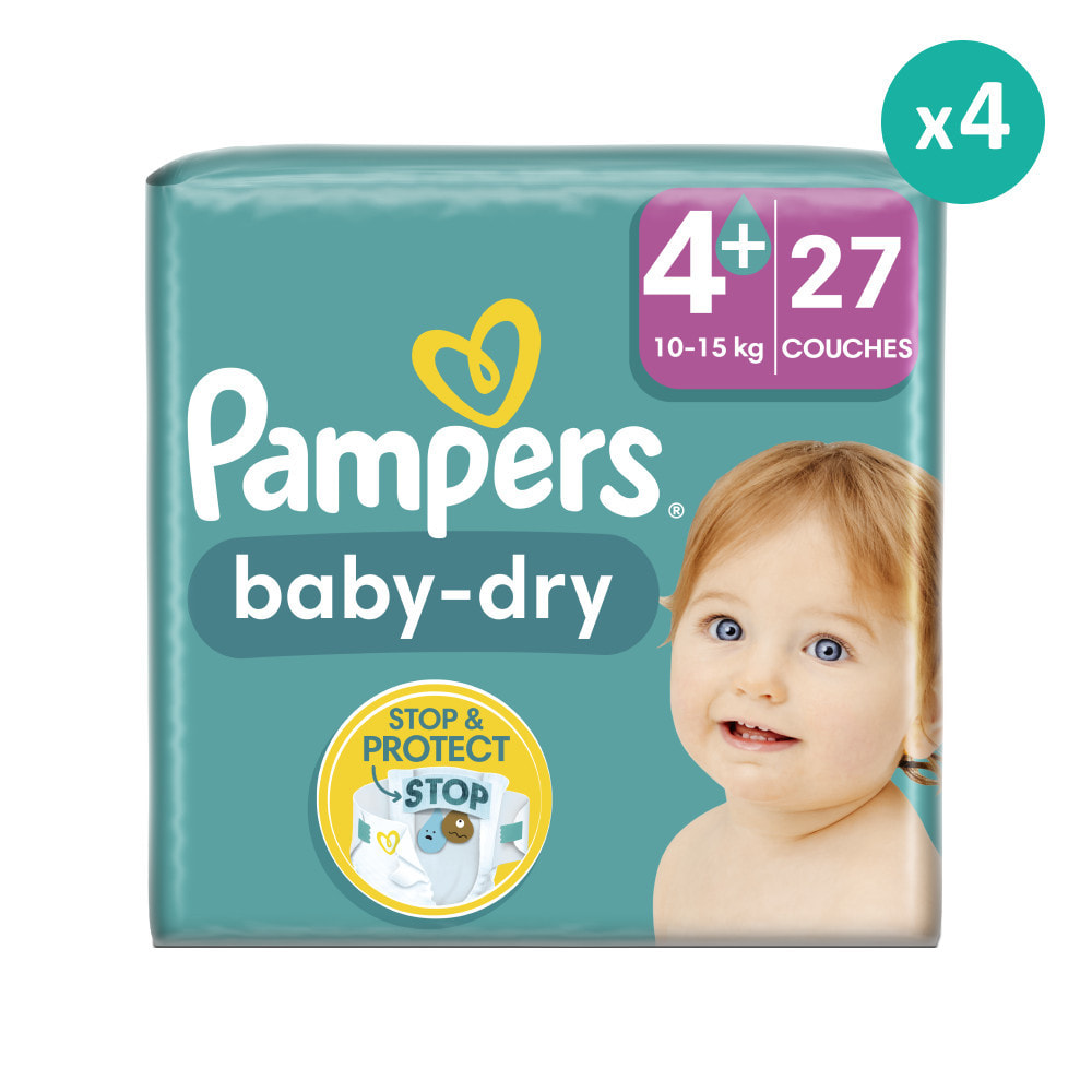 4x27 Couches Baby Dry Taille 4+, Pampers