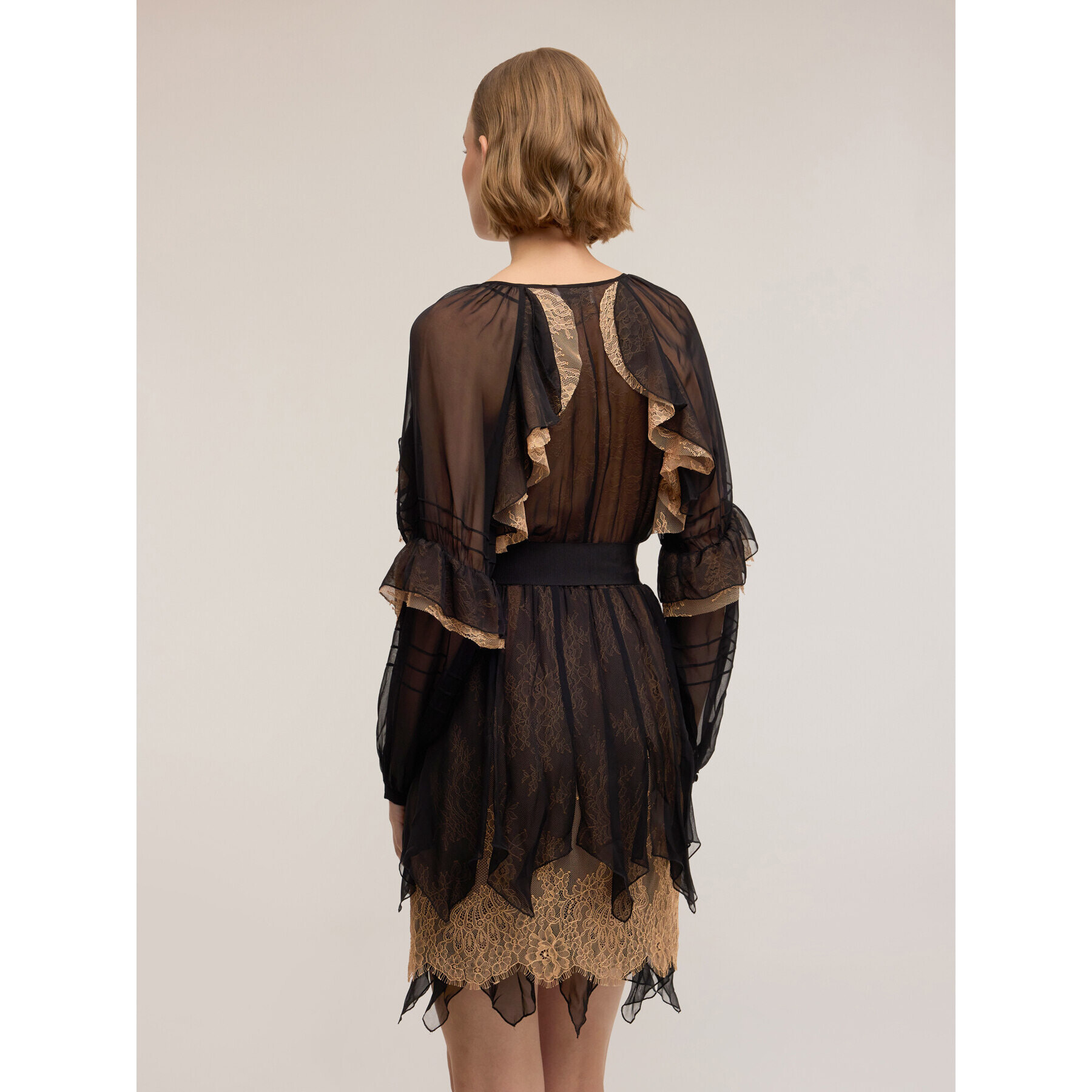 Motivi - Vestido en georgette y encaje Smart Couture - Negro