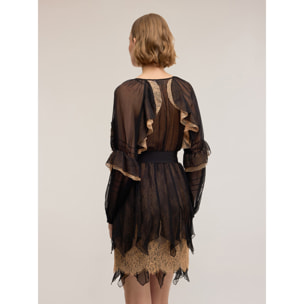 Motivi - Vestido en georgette y encaje Smart Couture - Negro