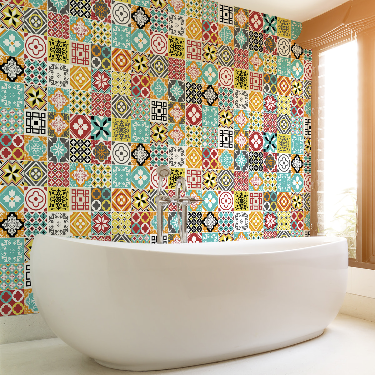 Stickers muraux - Sticker Mural Carrelage adhésif Cuisine Salle de Bain - 60 STICKERS CARRELAGES CYNTIARIA