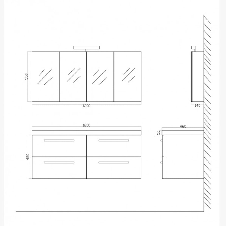 Meuble double vasque 120 cm chêne calirfornien gris Aquasun