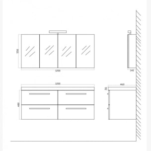 Meuble double vasque 120 cm chêne calirfornien gris Aquasun