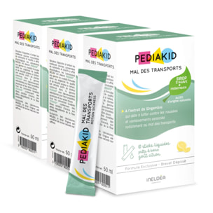 PEDIAKID - Mal des Transports - Complément alimentaire aux extraits de plantes & fibres - Aide à lutter contre les nausées et vomissements - Format sticks prêts à boire - Lot de 3