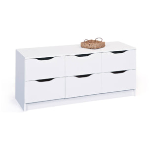 Cassettiera a sei cassetti, colore bianco, cm 50 x 40 x 120