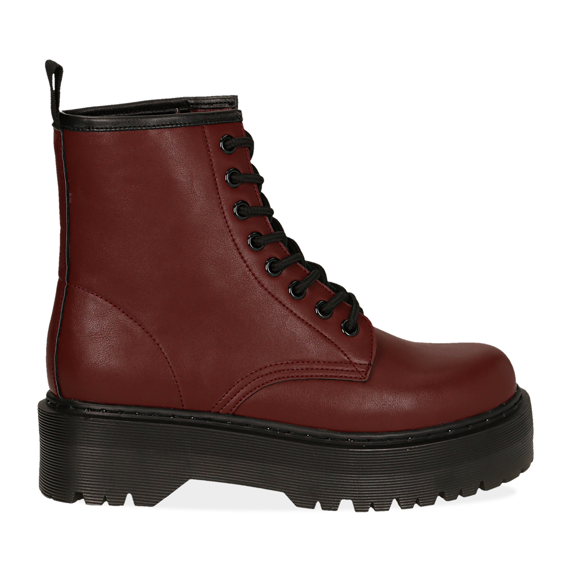 Botines de piel sintética burdeos, tacón 4,50 cm