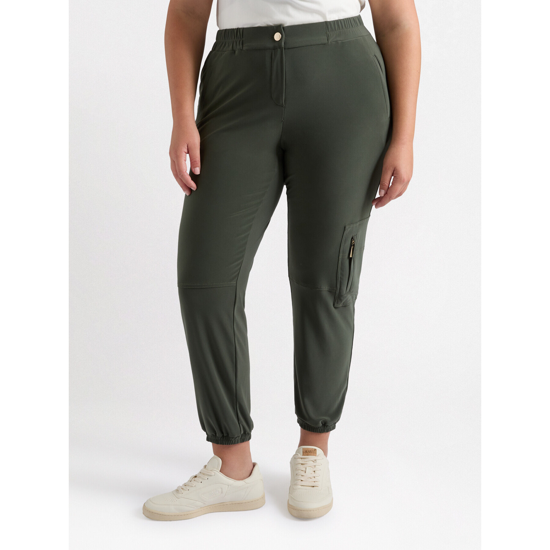Fiorella Rubino - pantalones cargo de punto - Verde militare