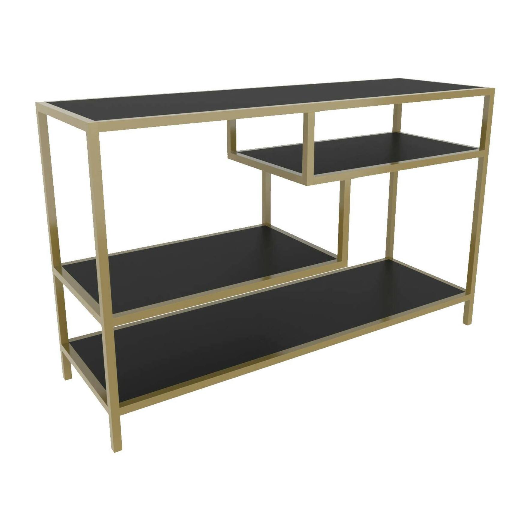 Mobile porta TV Dplizzar, Credenza da soggiorno, Armadio basso per TV, Base parete attrezzata, 120x39h75 cm, Oro e Antracite