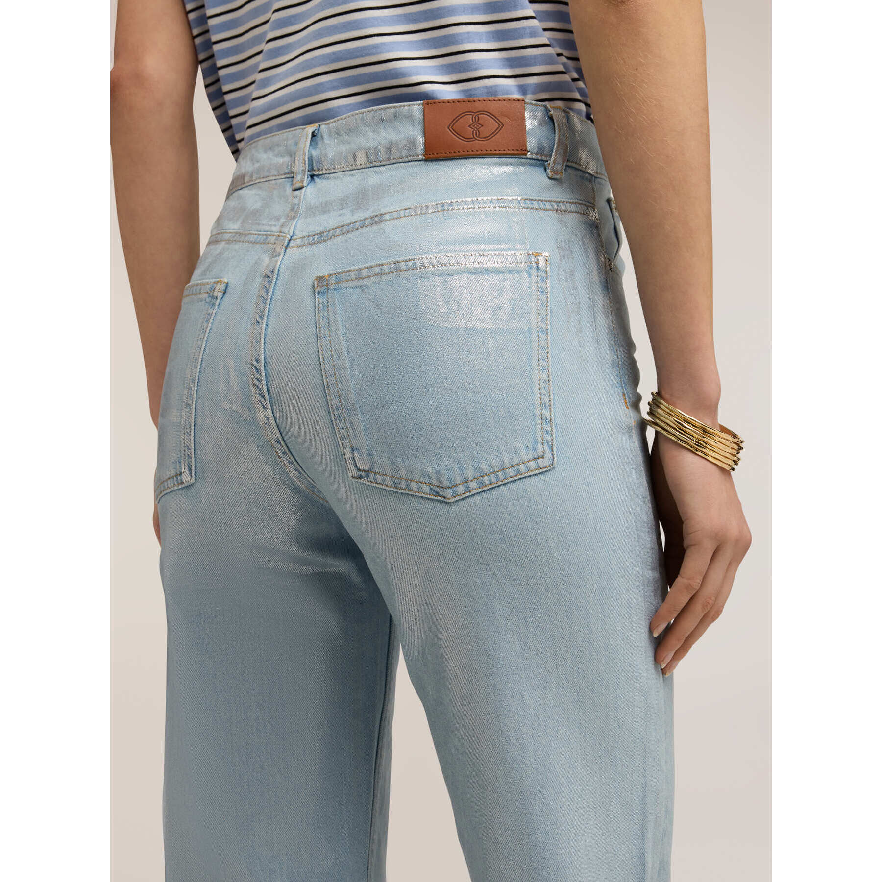 Motivi - Jeans regular boyfit con laminado - Light - blue