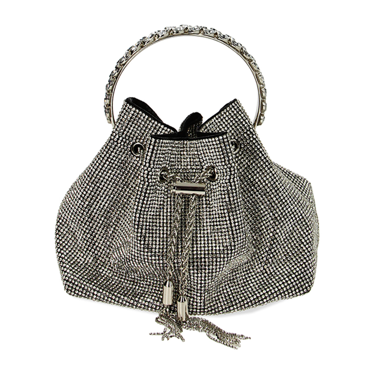 Mini bag argento in laminato