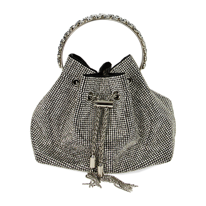 Mini bag argento in laminato