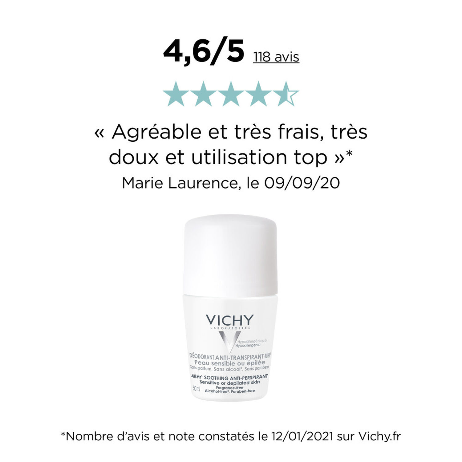 Déodorant Anti-Transpirant 48H - Peaux Sensibles ou Epilées 50 ml