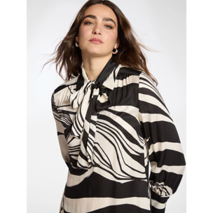 Elena Mirò - Abito stampato in twill di viscosa - Nero