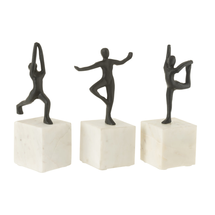 J-Line décoration Statue Gymnastique - aluminium/marbre - noir/blanc - 3 pcs
