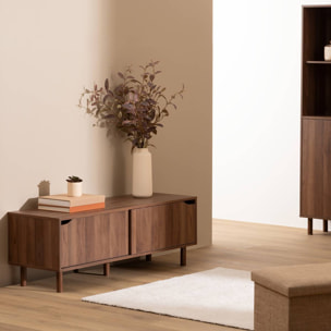 Meuble TV 2 étagères Slidy bois foncé